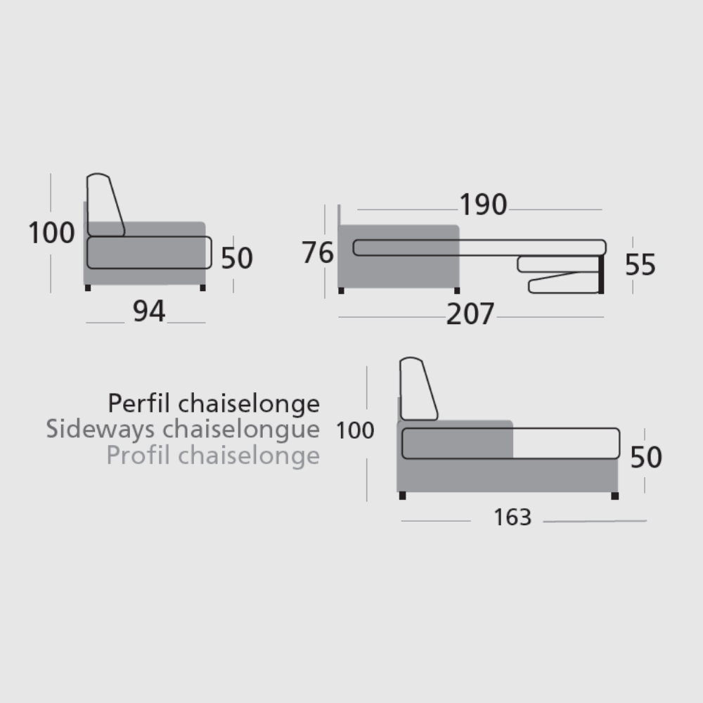 medidas del chaiselongue cama modelo castel