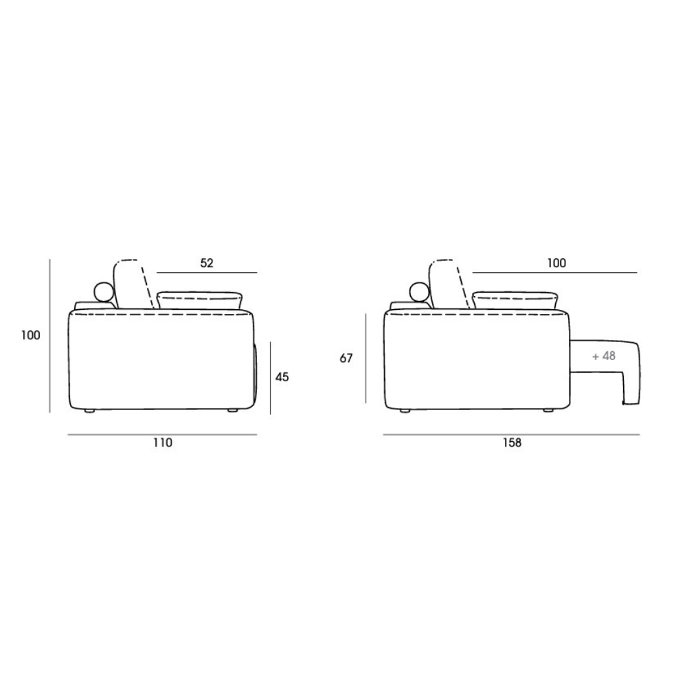 Chaiselongue de pata alta modelo CLOUD