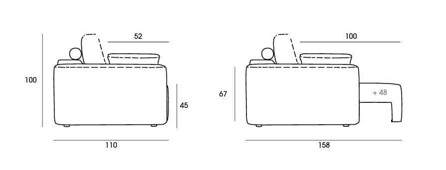 Chaiselongue de diseño modelo Cloud con pata alta