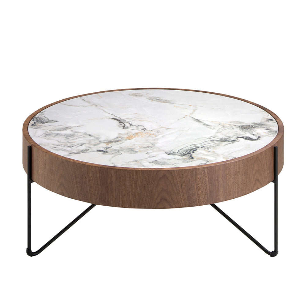 Mesa centro de diseño circular mármol porcelánico