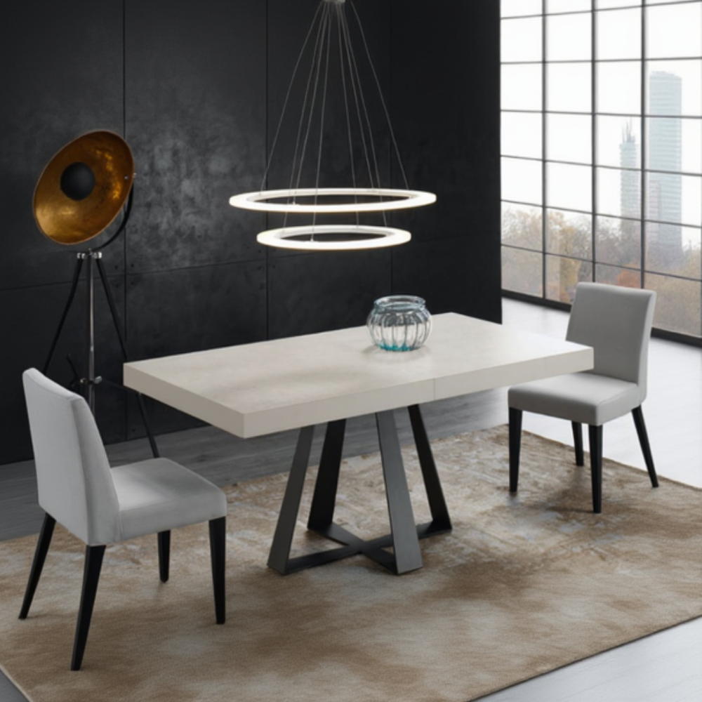 Mesa comedor de diseño extensible modelo IN-CRS tapa porcelánico