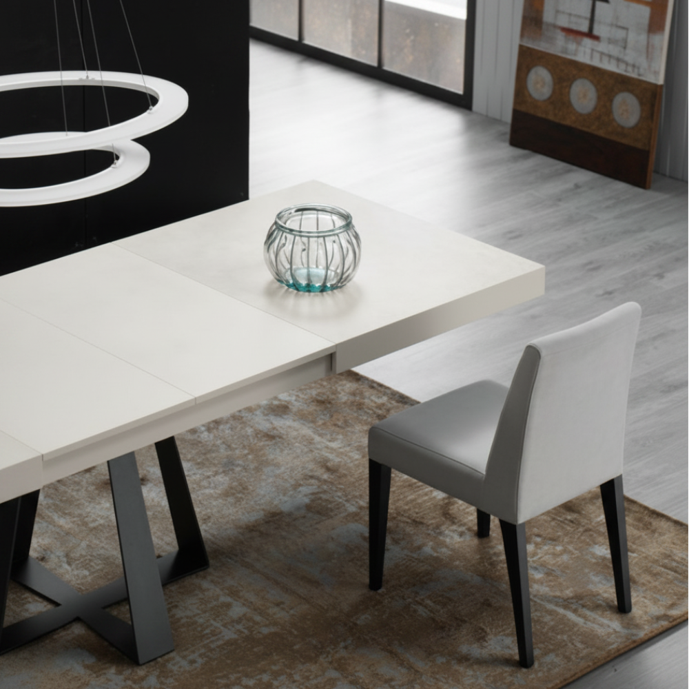Mesa comedor de diseño extensible modelo IN-CRS tapa porcelánico