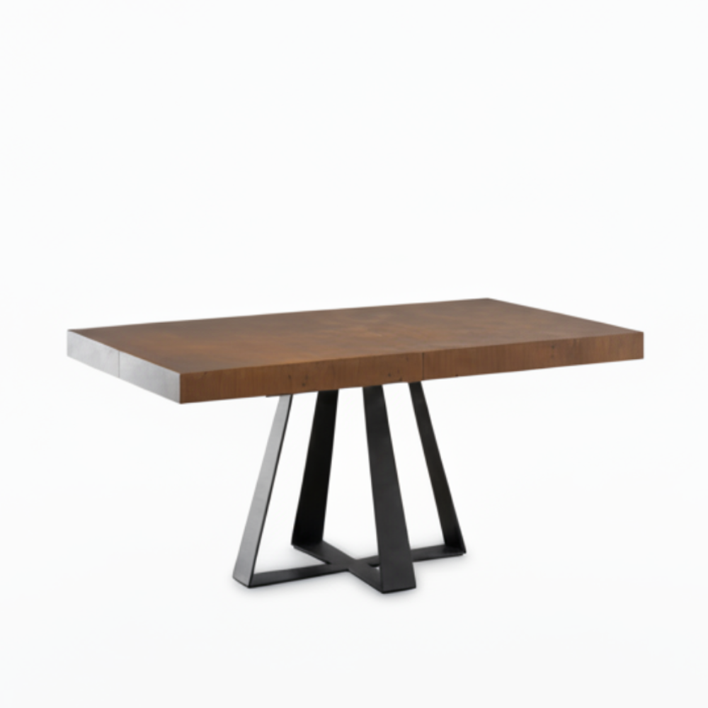Mesa comedor de diseño extensible modelo IN-CRS tapa madera