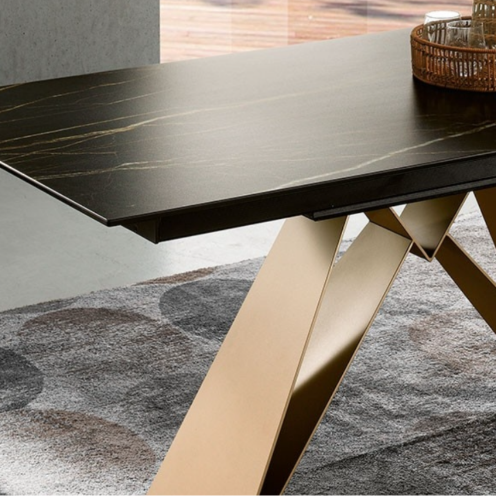 Mesa comedor de diseño extensible modelo IN-NS tapa porcelánico