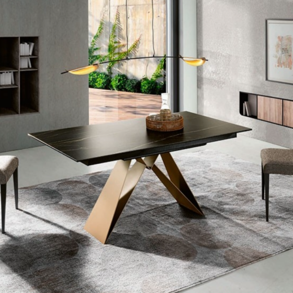 Mesa comedor de diseño extensible modelo IN-NS tapa porcelánico