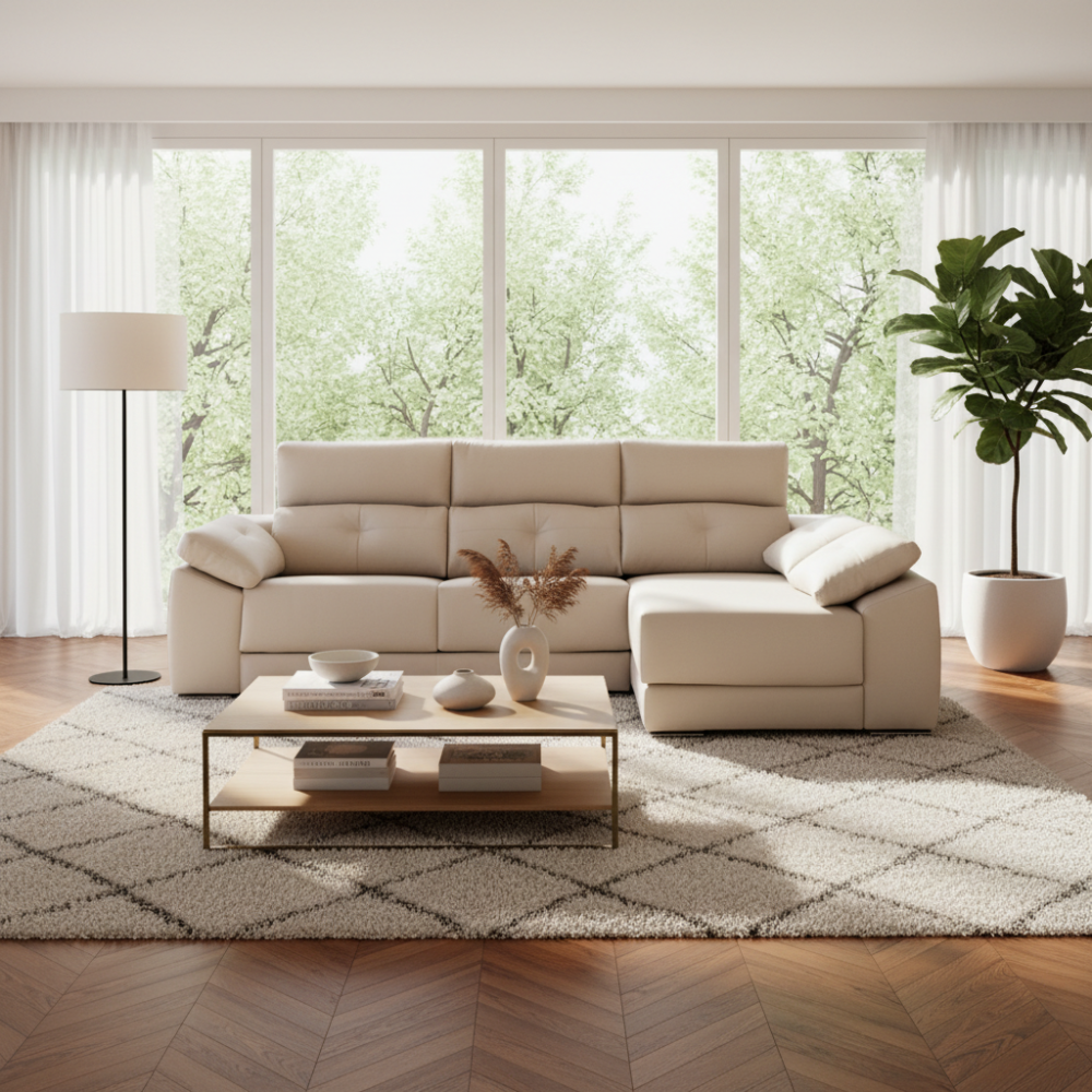 Chaiselongue modelo INDIANA en tela Aquaclean con asientos deslizantes