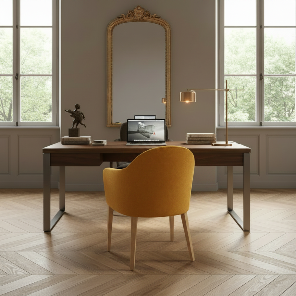 Silla con Brazo para Mesa de Comedor Pata Madera