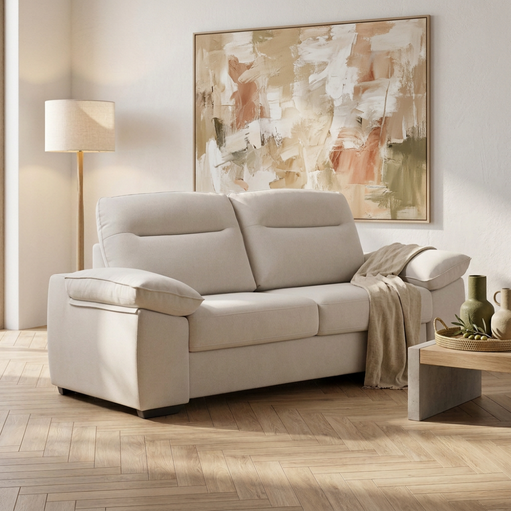 Sofá cama ergonómico con apertura italiana modelo JONES Tapizado Express