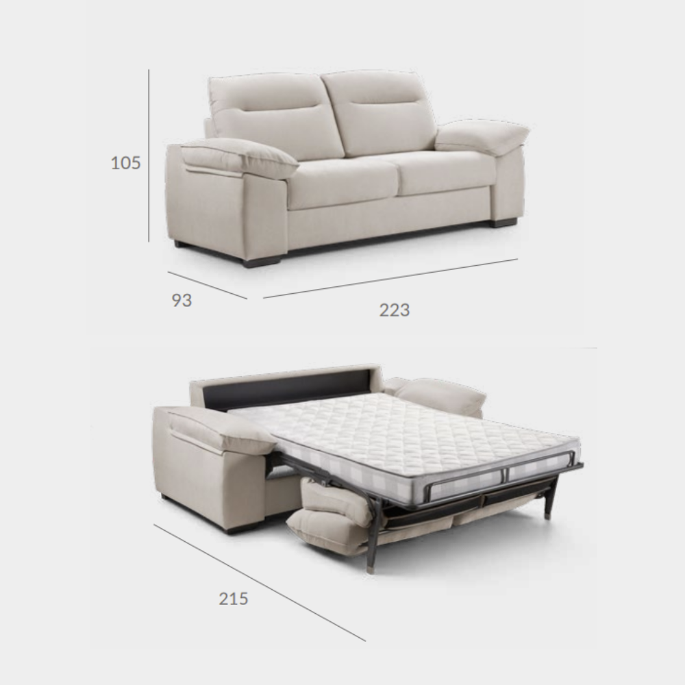 Sofá cama ergonómico con apertura italiana modelo JONES Tapizado Express