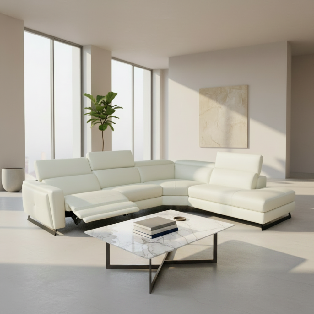 Rinconera de diseño con relax modelo MANIFESTO tapizado en piel