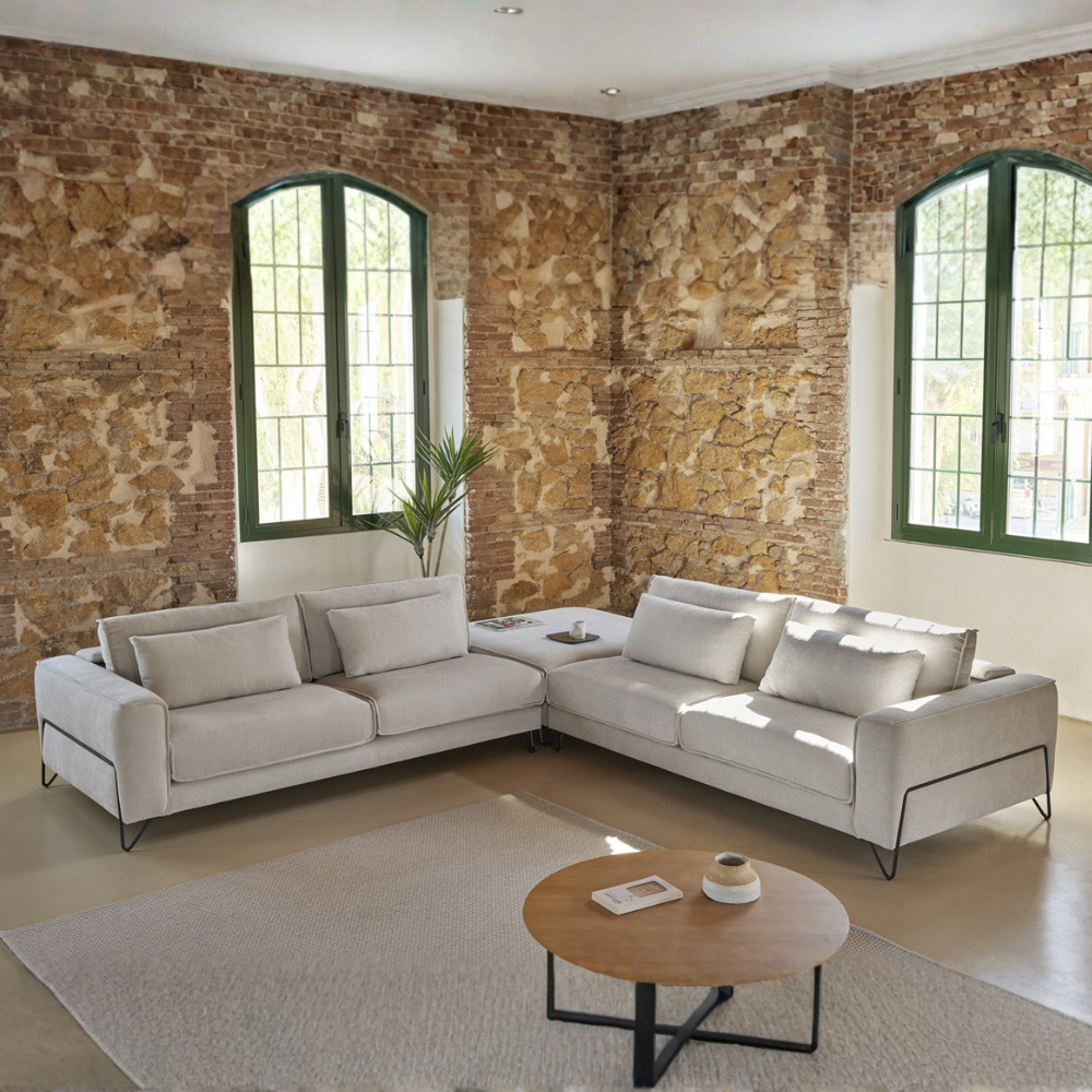 Sofá de diseño y distribución multifuncional modelo AUSTRAL tapizado Aquaclean