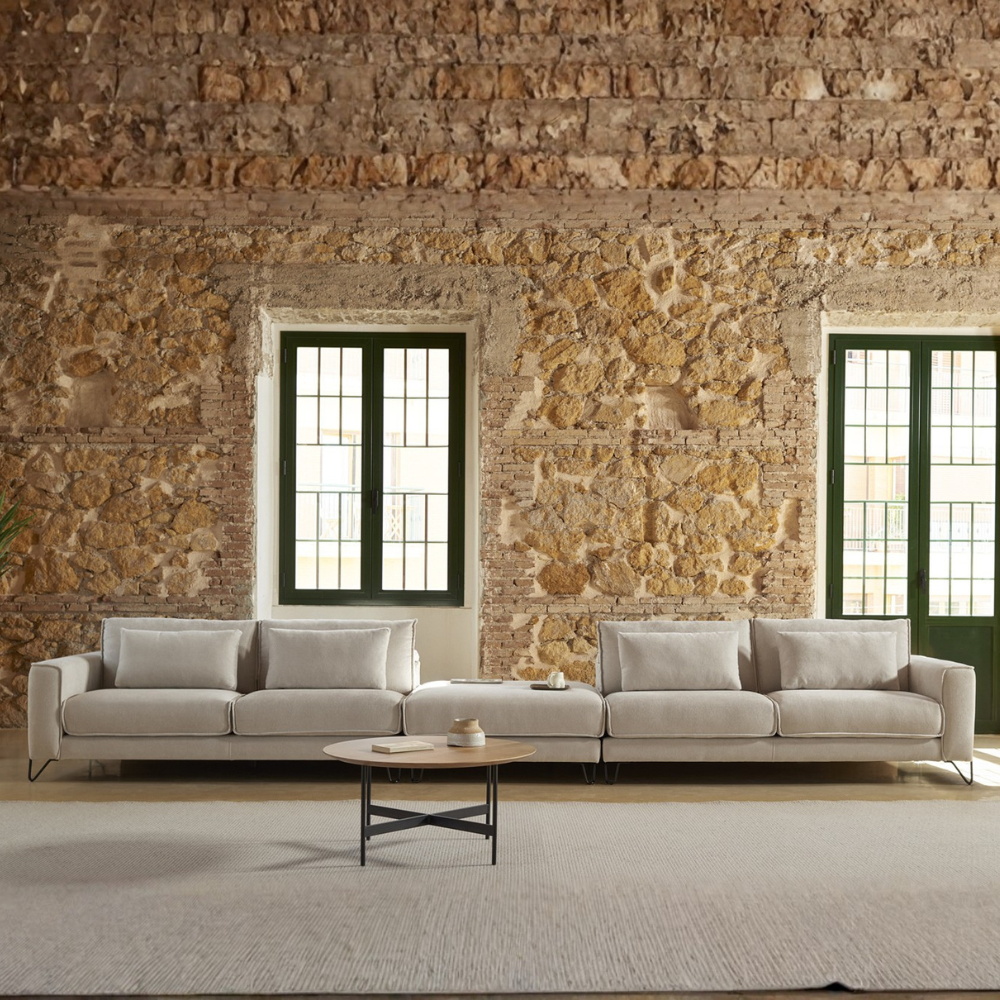 Sofá de diseño y distribución multifuncional modelo AUSTRAL tapizado Aquaclean