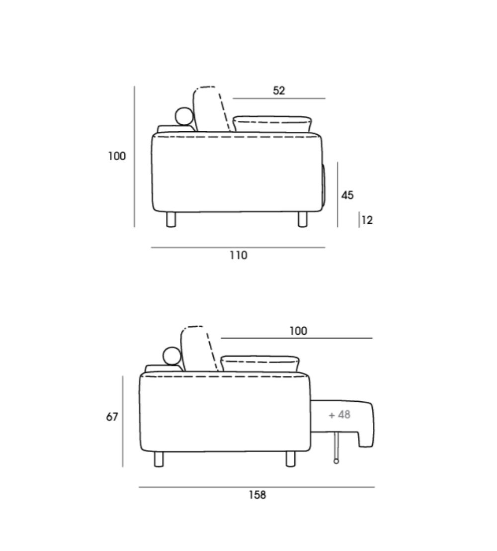 Chaiselongue de diseño modelo Cloud con pata alta