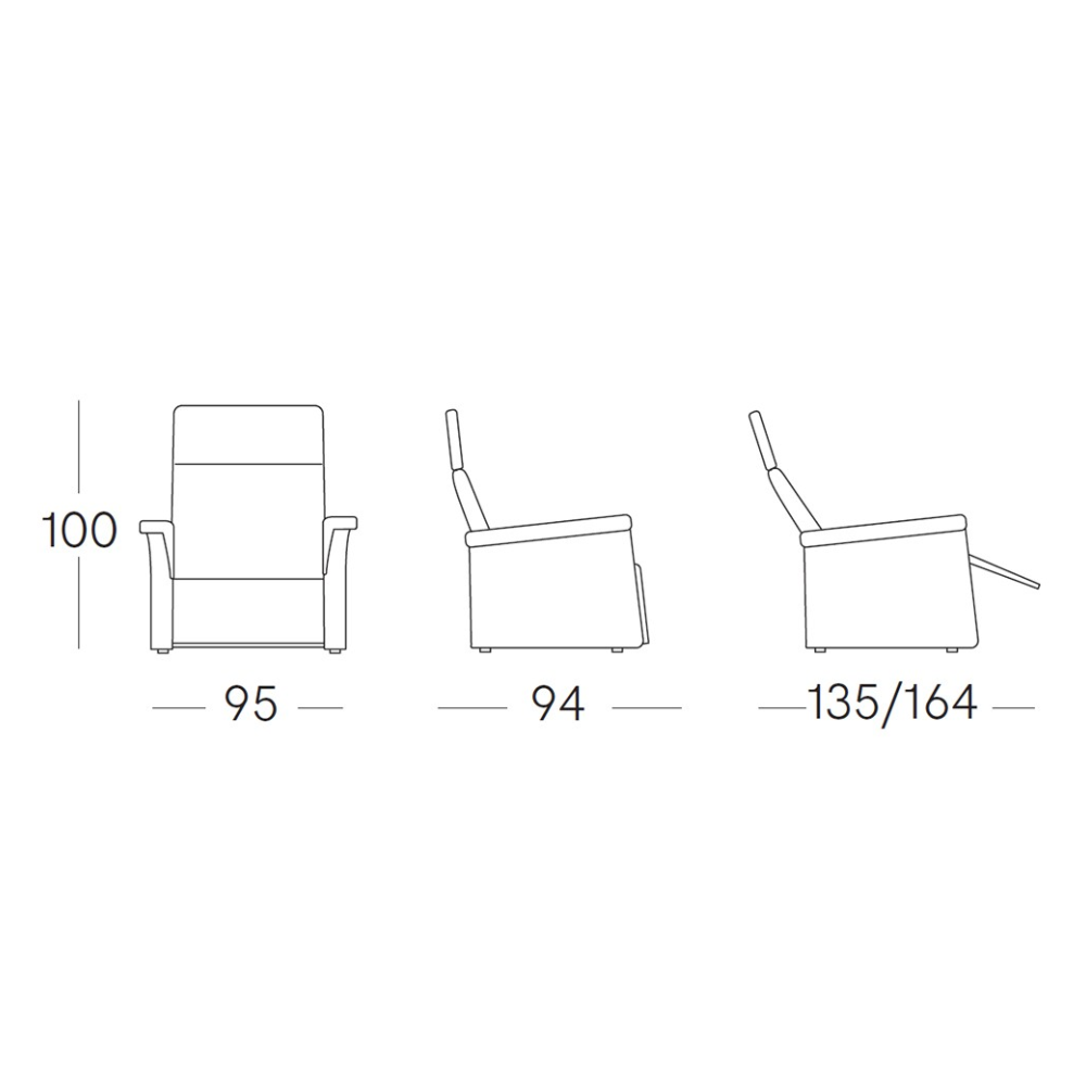 medidas de la Sillón Relax Motorizado Modelo ODIN Desenfundable