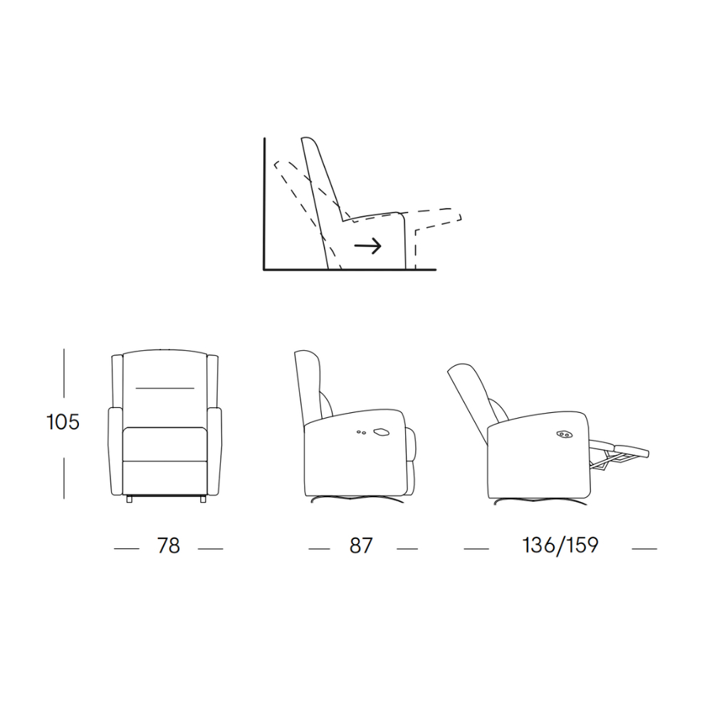 Sillón relax Manual modelo IDOL en tela