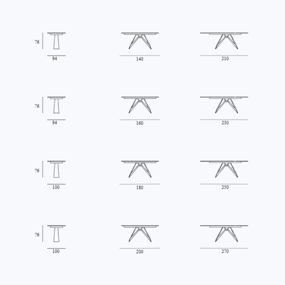 Mesa comedor de diseño extensible modelo IN-YKK tapa porcelánico
