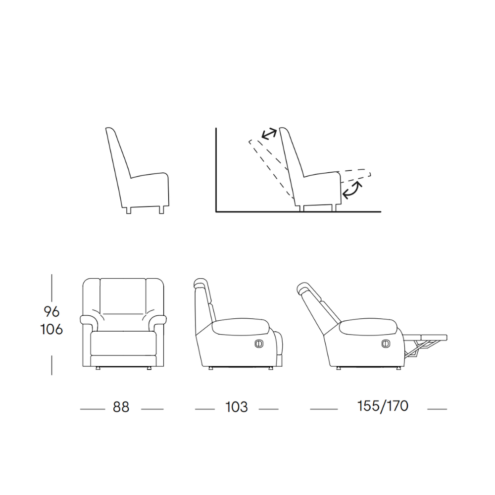 Sillón Relax Manual Modelo RAJUC Tapizado Aquaclean