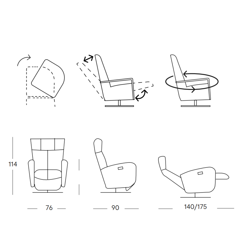 Sillón relax Motorizado Base de Estrella modelo NEXO
