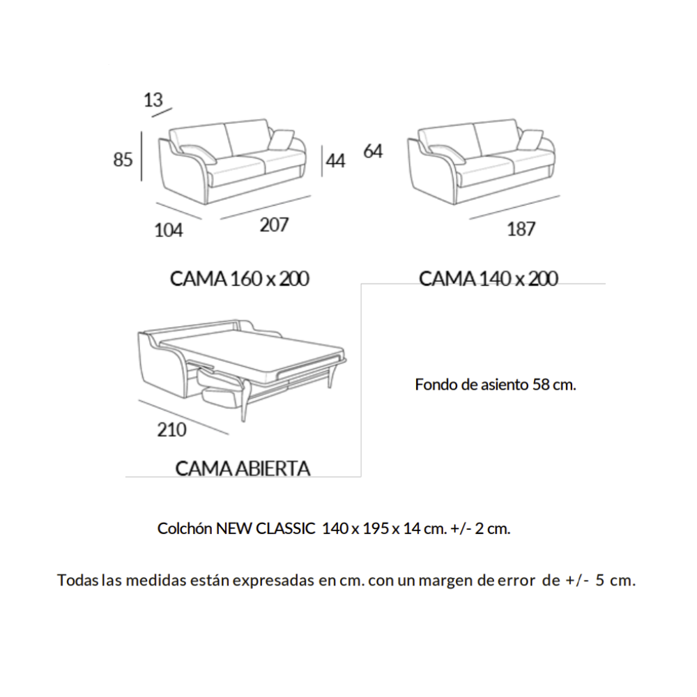 Sofá cama modelo ALBUFERA con sistema Italiano