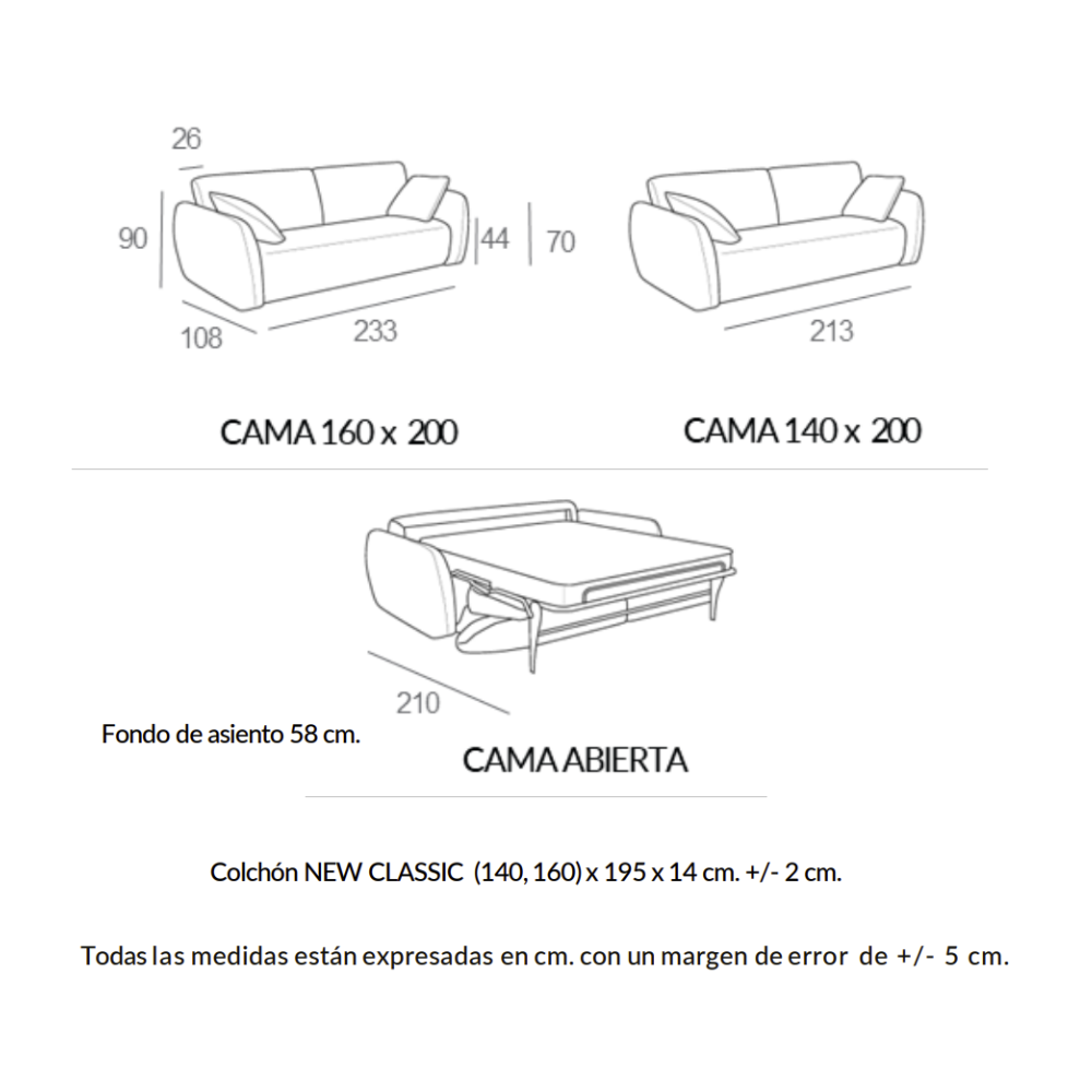 Sofá cama modelo KRAVITZ con sistema Italiano