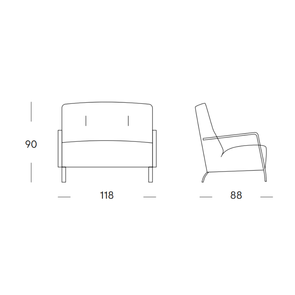 medidas del Sofá de 2 plazas de diseño nórdico modelo KOYO