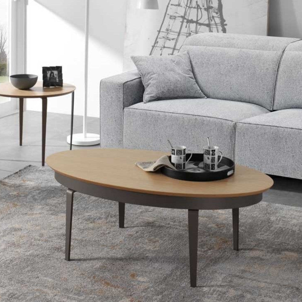 Mesa centro de diseño elíptico elevable