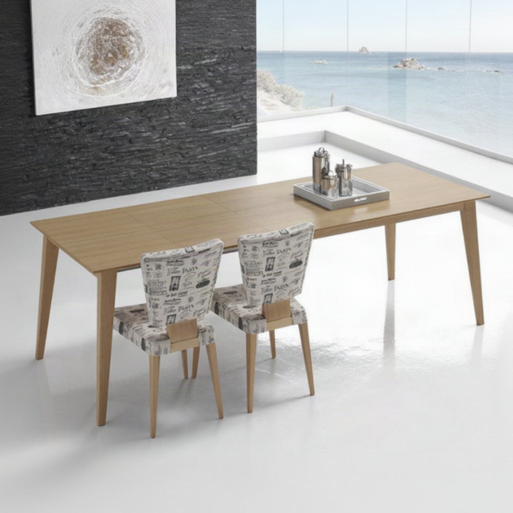 Mesa comedor de diseño extensible modelo IN-NRDC tapa madera