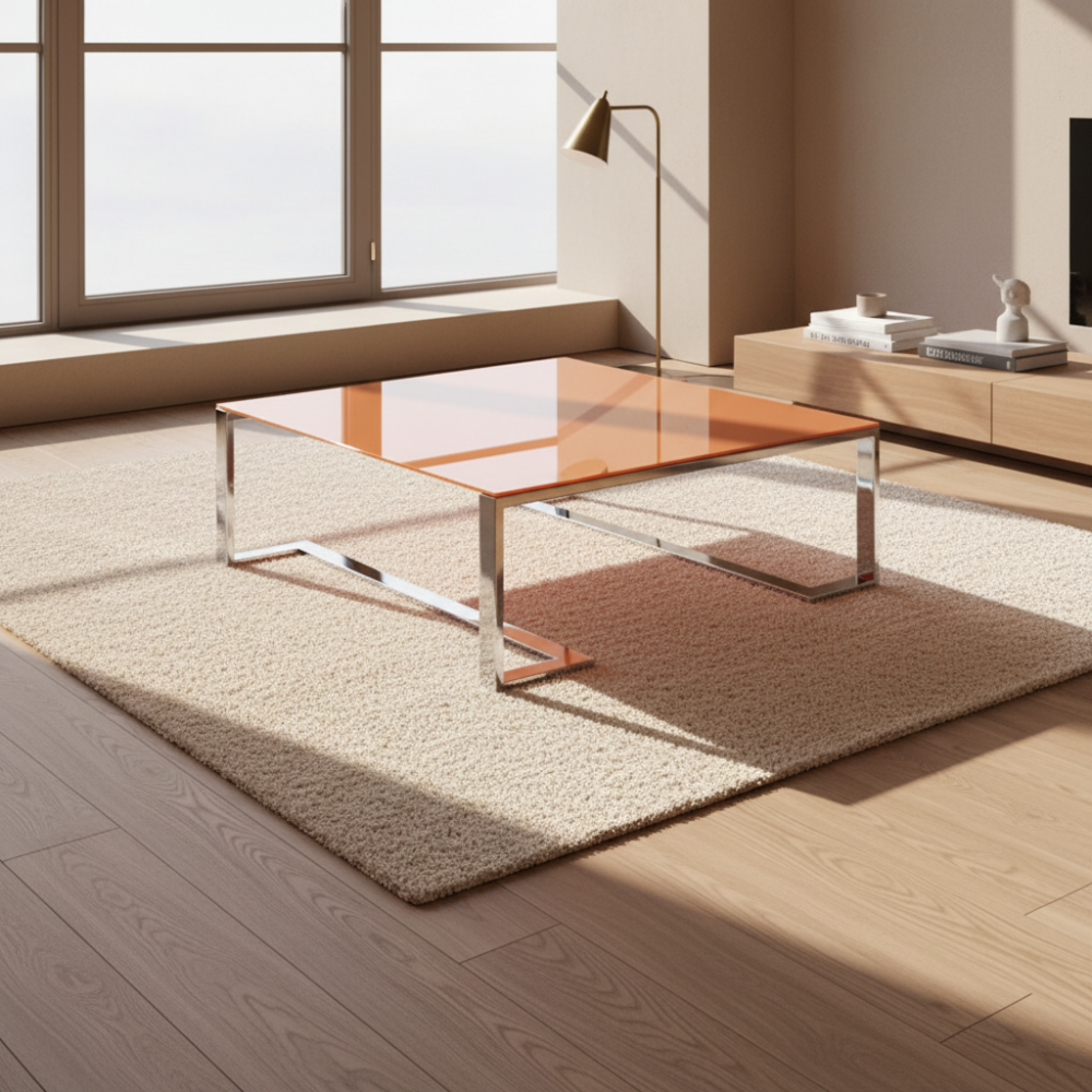 mesa centro 32 acero inoxidable cristal tintado Disponible en nuestras tiendas de diseño Sidivani en Madrid y en nuestra web