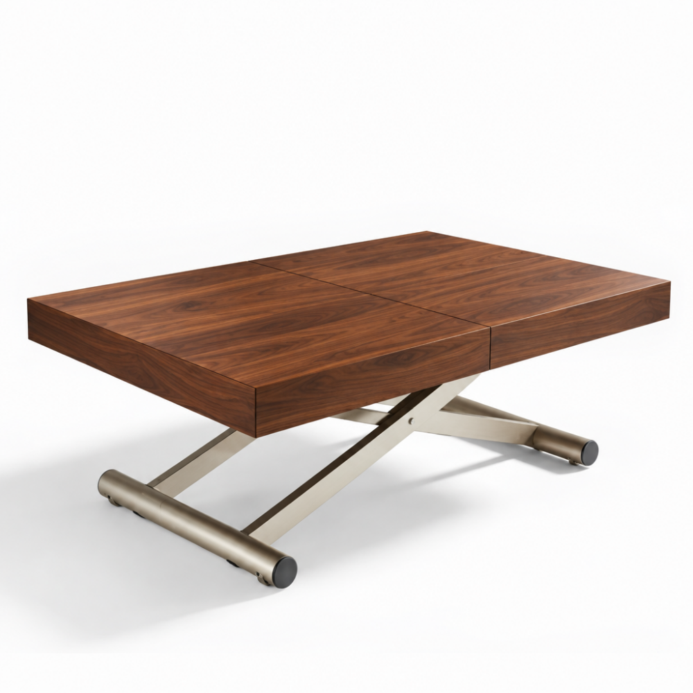 mesa de centro convertible en mesa de comedor modelo in-ctv tapa madera