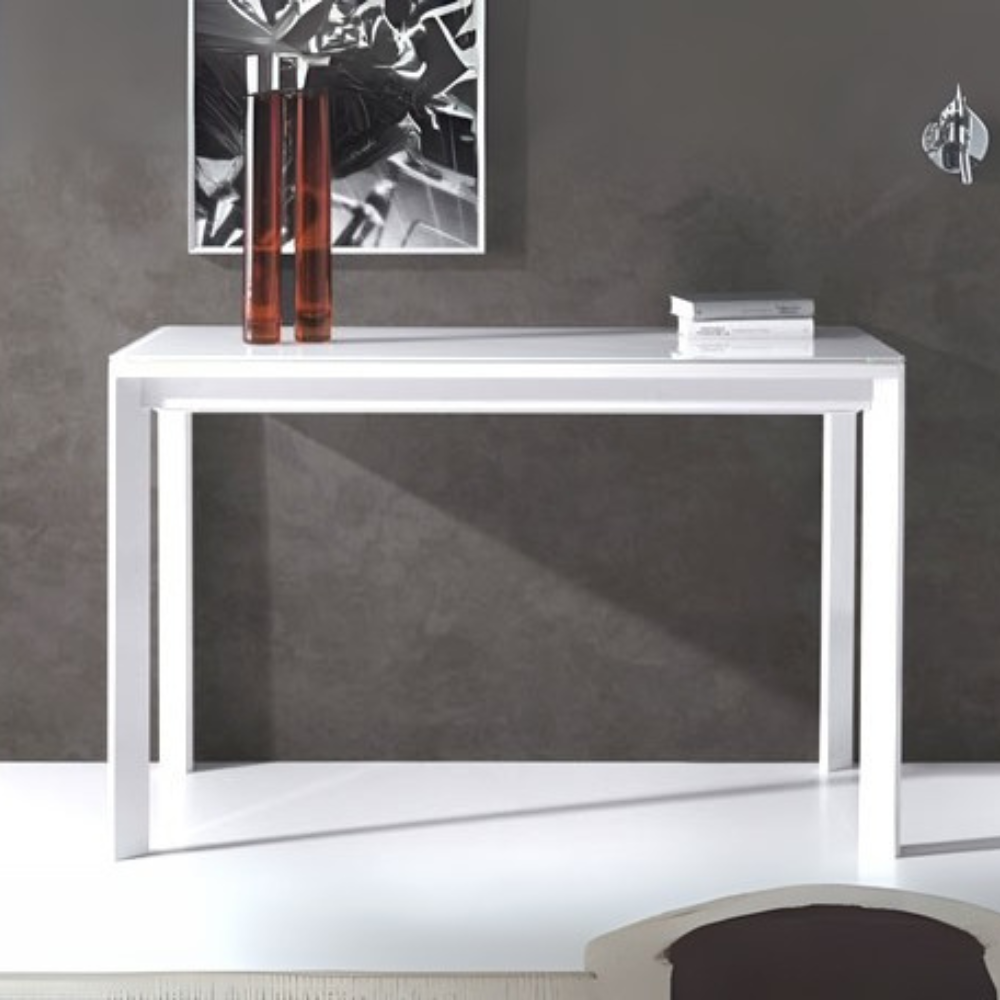 detalle de la mesa convertible blanca