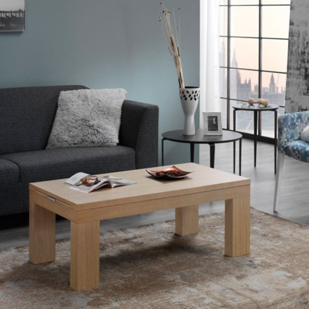 Mesa centro de diseño elevable y extensible