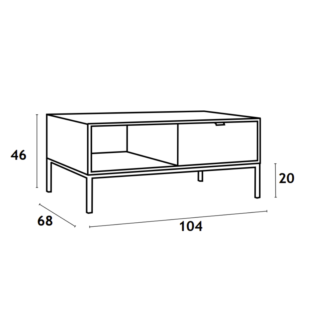 Mesa de Centro MDF y Melamina Lacada en Negro