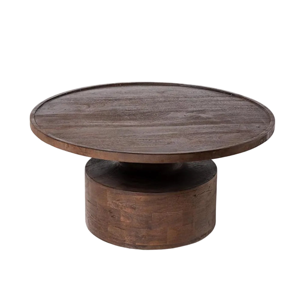 mesita redonda madera mango natural combinable 80 cm Sidivani