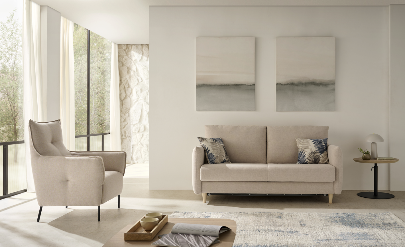 Sofá cama modelo MINIMAL con sistema Italiano servicio rápido