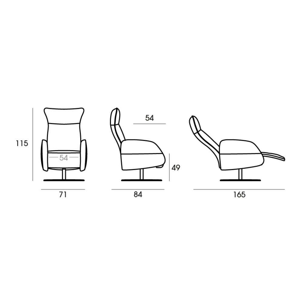Sillón Relax pie de aspas modelo PHILLY Tapizado en Piel
