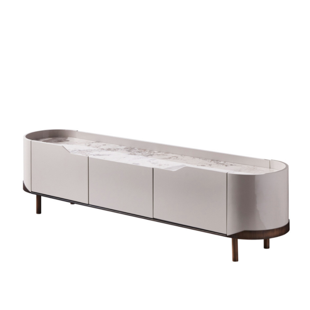 Mueble de TV de MDF Acabado Lacado Encimera de Piedra