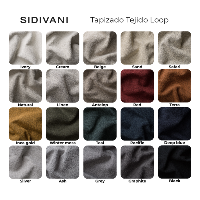 Rinconera de diseño modular y fondo reducido modelo HIPSTER en tejido bouclé
