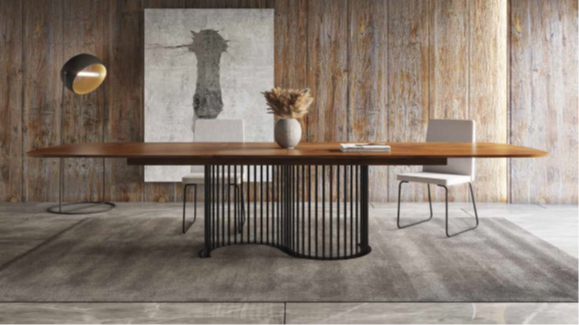 Mesa comedor extensible de diseño Modelo Nilo tapa nogal