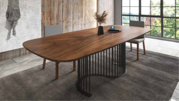 Mesa comedor extensible de diseño Modelo Nilo tapa nogal