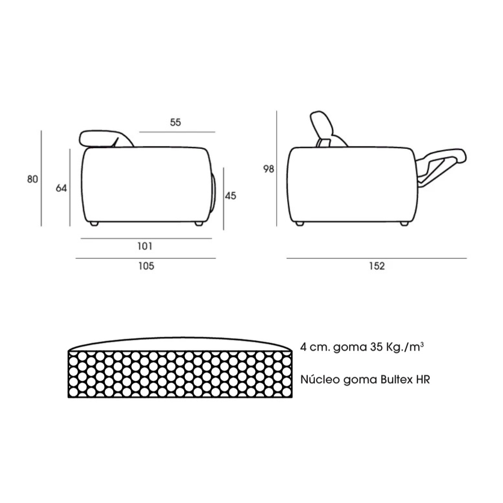 Rinconera de diseño con asientos relax modelo NOOGA