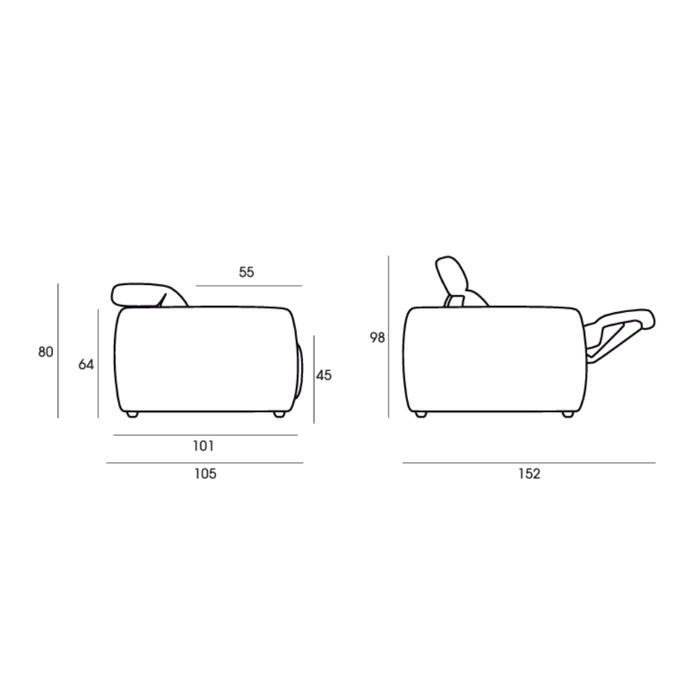 Sofá de diseño con asientos relax modelo NOOGA