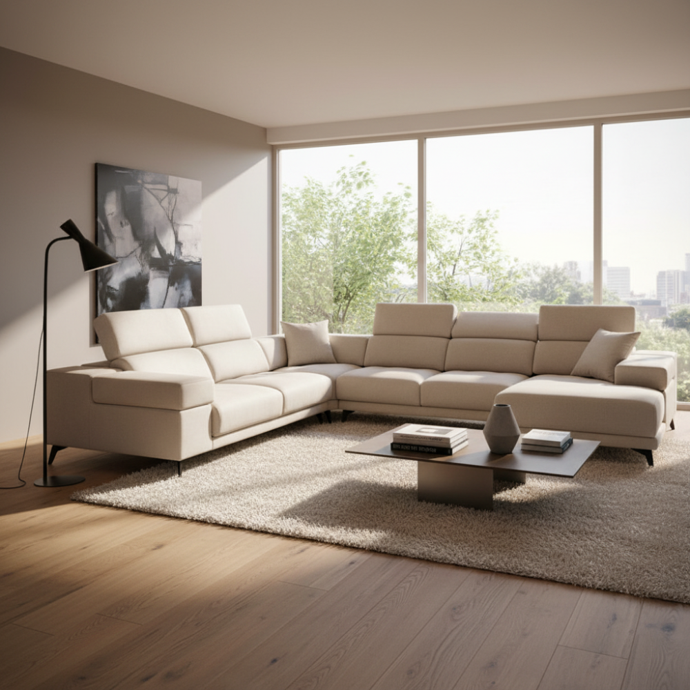 Rinconera con Chaiselongue con pata alta modelo NOWO Tapizado Aquaclean