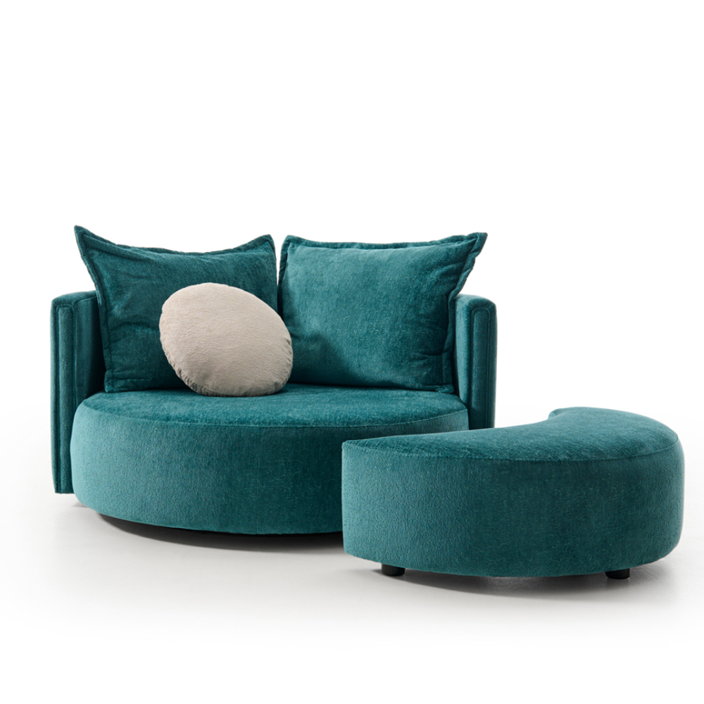 Sillón giratorio de diseño circular y amplia sentada modelo OLAVIDE