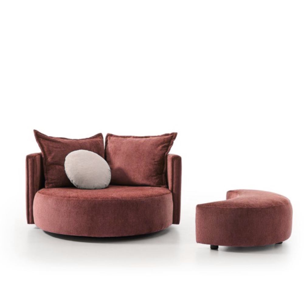 Sillón giratorio de diseño circular y amplia sentada modelo OLAVIDE