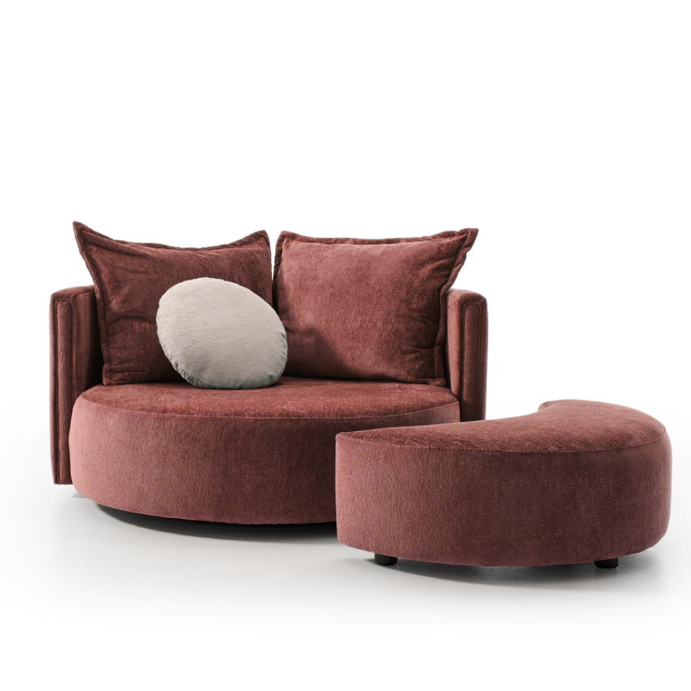 Sillón giratorio de diseño circular y amplia sentada modelo OLAVIDE