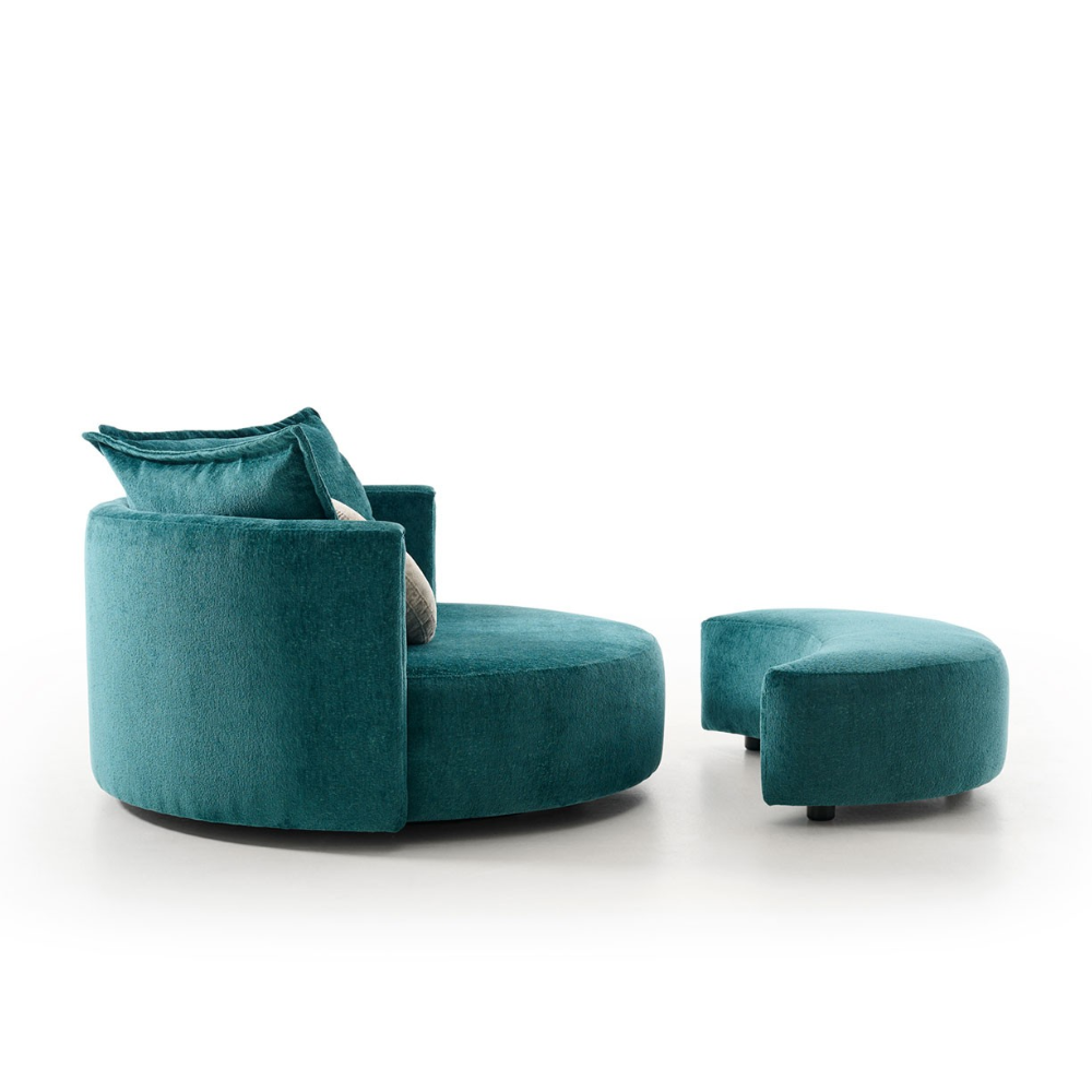 Sillón giratorio de diseño circular y amplia sentada modelo OLAVIDE