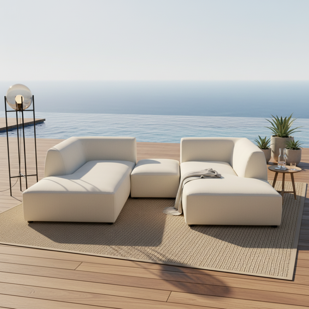 Sofá modular con Chaiselongue Tapizado apto para exterior modelo ALMA