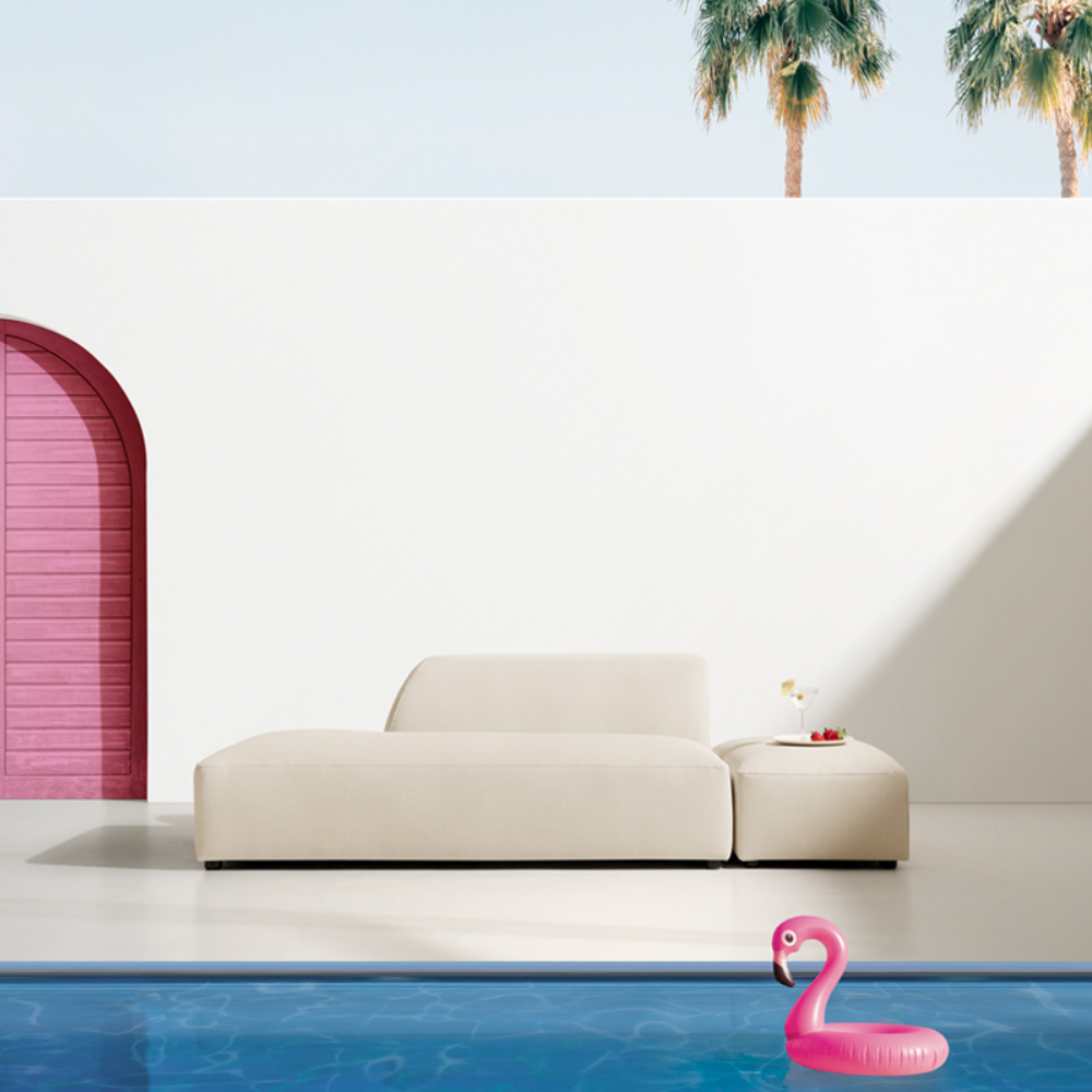 Sofá modular con Chaiselongue Tapizado apto para exterior modelo ALMA