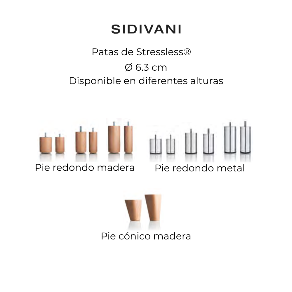 Sofá 3 plazas modelo FIONA Stressless® Comfort Zones™ Brazo Tapizado piel Paloma