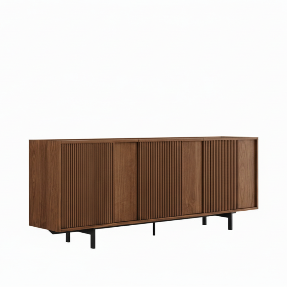Aparador de diseño Frente Combinado Liso-Rayado Acabado Madera